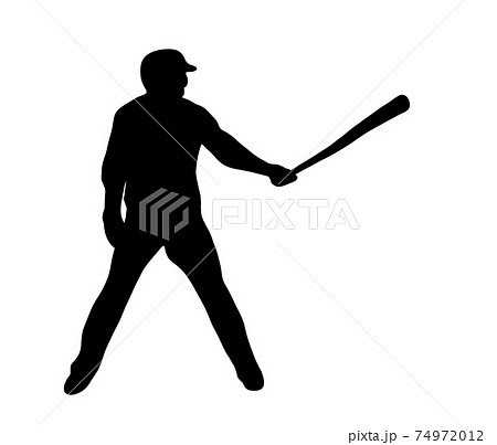 バットを構える野球のシルエットのイラスト素材