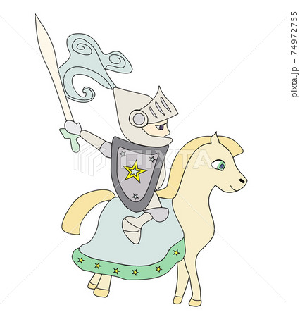 Knight riding on a horse - doodle illustration isolated from background 74972755