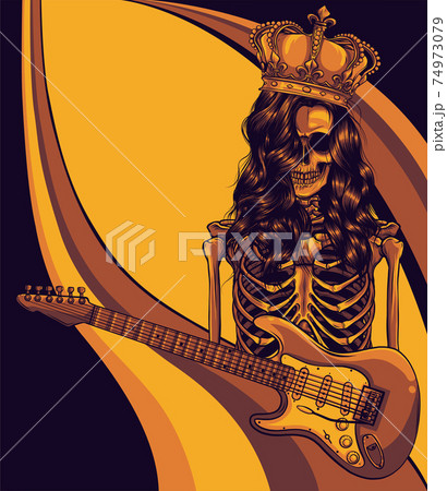 king human skeleton playing on electric guitar 74973079