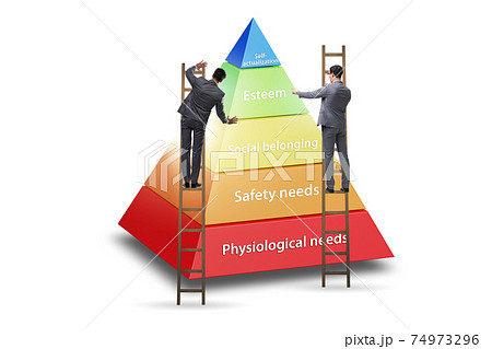 Concept of Maslow hierarchy of needs with businessman 74973296