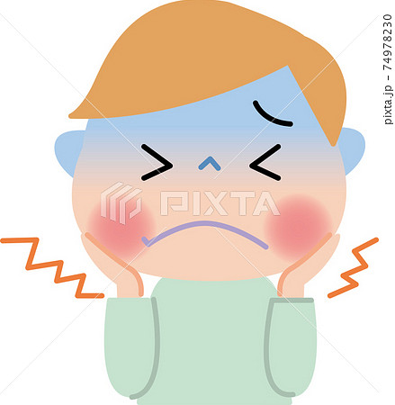 虫歯で歯が痛む子供 虫歯で歯が痛む子供 74978230
