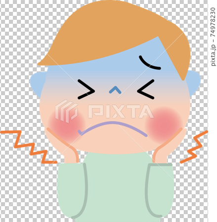 虫歯で歯が痛む子供 虫歯で歯が痛む子供 74978230