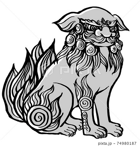 狛犬の線画イラスト 狛犬の線画イラスト 74980187