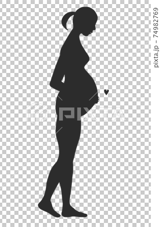 Standing silhouette of a young pregnant woman (black nude) silhouette of a pregnant woman Standing silhouette of a young pregnant woman (black nude) silhouette of a pregnant woman 74982769