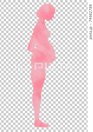 Upright silhouette of pregnant woman (pink nude) silhouette of a pregnant woman 74982789