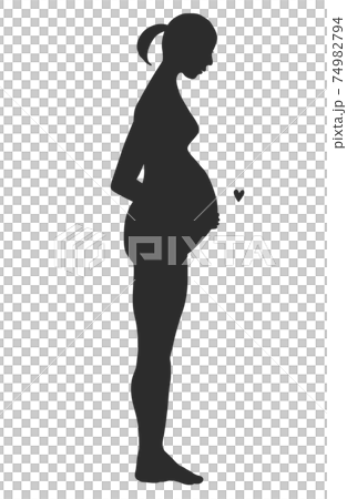 Upright silhouette of a young pregnant woman (black nude) silhouette of a pregnant woman 74982794