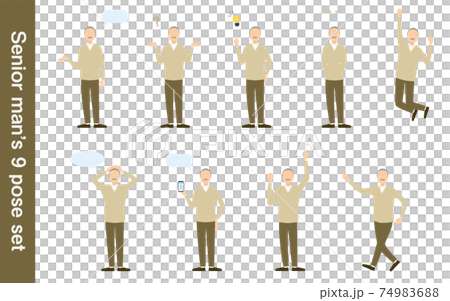 日常穿著的老人，擺姿勢 74983688