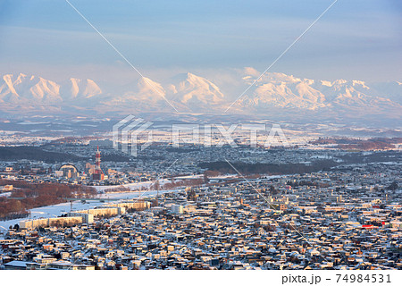 Asahikawa, Japan winter cityscape in Hokkaido Asahikawa, Japan winter cityscape in Hokkaido 74984531