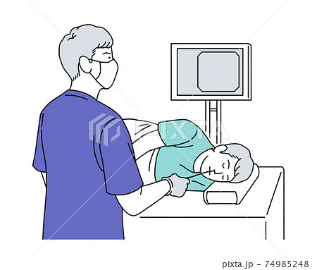 人物イラスト 経鼻胃内視鏡検査 男 シンプル 74985248