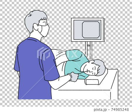 人物イラスト 経鼻胃内視鏡検査 男 シンプル 74985248
