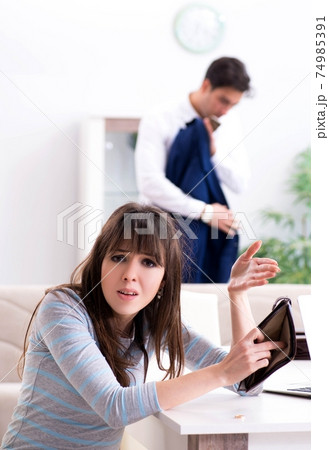 Bankrupt family with no cash at home Bankrupt family with no cash at home 74985391