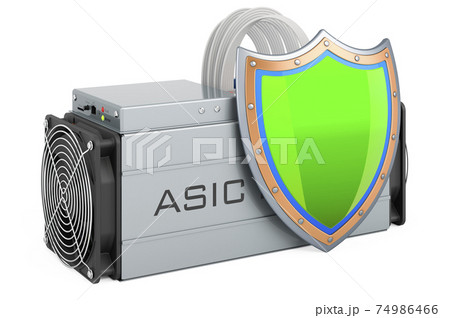 ASIC miner with shield, 3D rendering 74986466
