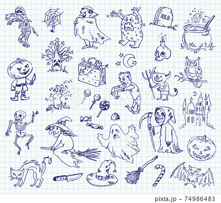 Freehand drawing halloween 74986483