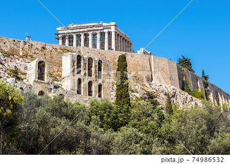 Acropolis of Athens, Greece. Famous Parthenon temple on its top. Acropolis of Athens, Greece. Famous Parthenon temple on its top. 74986532