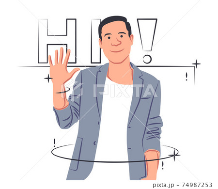 Vector greeting man in shadow of sharp lines style 74987253