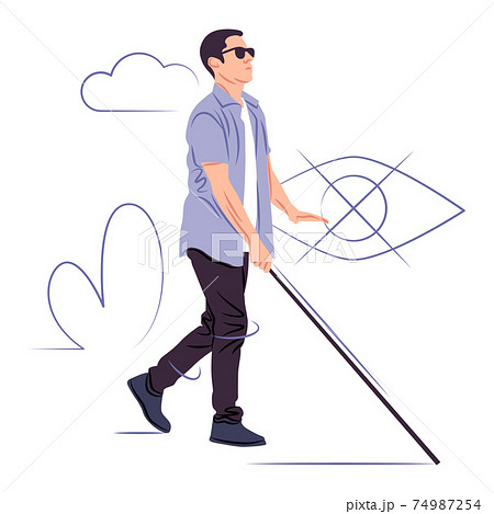 Vector blind man in shadow of sharp lines style 74987254