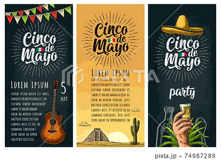 Three vertical poster for Cinco de Mayo. Three vertical poster for Cinco de Mayo. 74987289