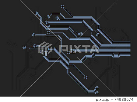電子回路基板の配線のイメージイラストのイラスト素材