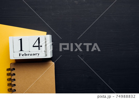 fourteenth day of winter month calendar february with copy space 74988832