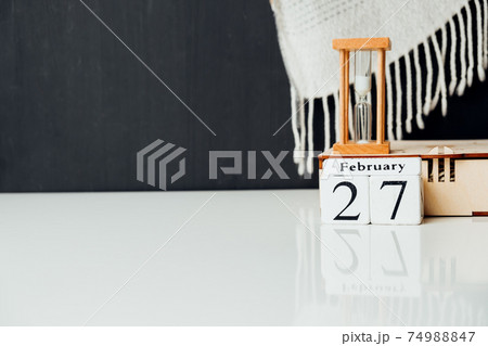 twenty seventh day of winter month calendar february with copy space twenty seventh day of winter month calendar february with copy space 74988847