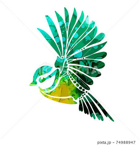 A multi-colored flying decorative bird. Picturesque tit. Vector illustration 74988947