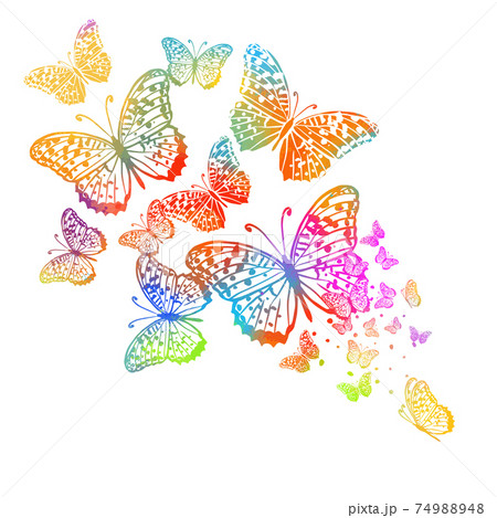 Abstract multicolored butterfly. Mixed media. Vector illustration 74988948