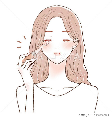 ホットビューラーでまつ毛をカールさせる女性のイラスト素材 7493