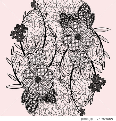 Seamless floral lace ribbon. 74989869