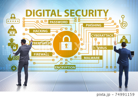 Digital security concept with key elements Digital security concept with key elements 74991159