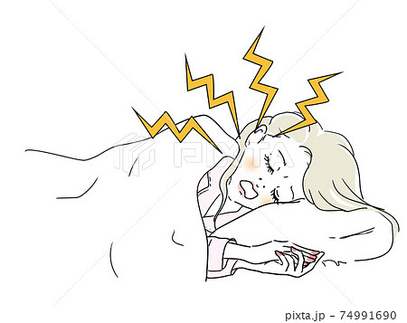 寝ている時いびきをかく女性のイラスト素材 寝ている時いびきをかく女性のイラスト素材