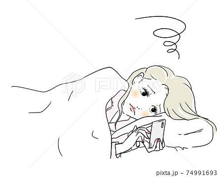 眠れないほどの心配事がある女性 眠れないほどの心配事がある女性 74991693