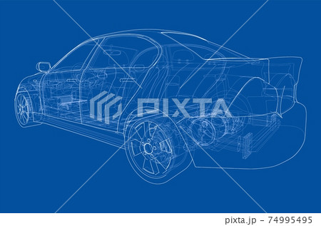 Electric Car With Chassis. Vector rendering of 3d 74995495
