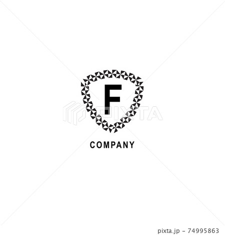 Letter F alphabetic logo deisgn template. Geometric shield sign illustration. Insurance company logo concept isolated on white background. 74995863