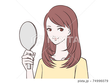 手鏡を持つ女性のイラスト素材