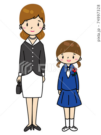 入学式の親子のイラストですのイラスト素材