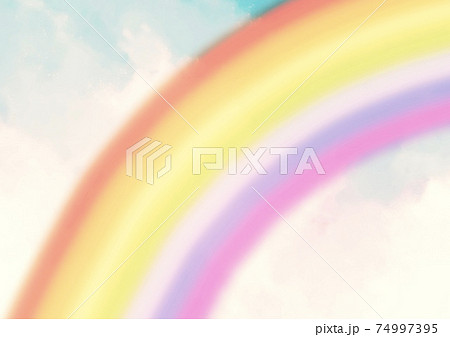 幻想的なレトロな淡いパステルの虹の背景のイラスト素材