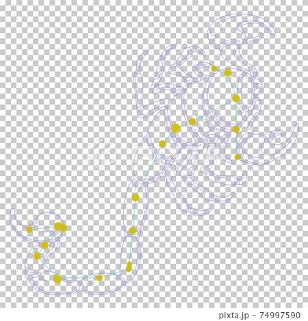 88星座シリーズA-白背景に星座絵と星座線-さそり座 74997590
