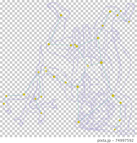 88星座シリーズA-白背景に星座絵と星座線-ヘルクレス座 74997592