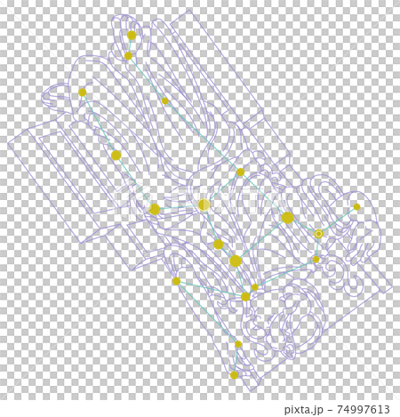 88星座シリーズA-白背景に星座絵と星座線-カシオペヤ座 74997613