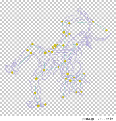 88星座シリーズA-白背景に星座絵と星座線-ペルセウス座 74997616