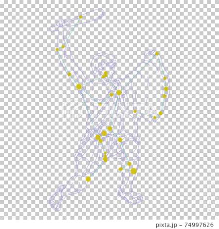 88星座シリーズA-白背景に星座絵と星座線-オリオン座 74997626