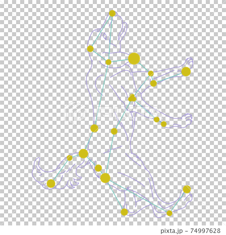 88星座シリーズA-白背景に星座絵と星座線-おおいぬ座 74997628