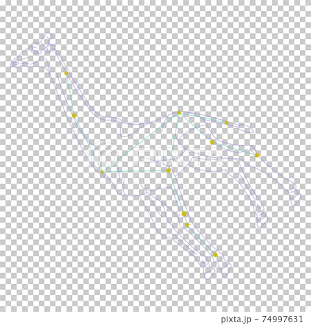 88星座シリーズA-白背景に星座絵と星座線-きりん座 74997631