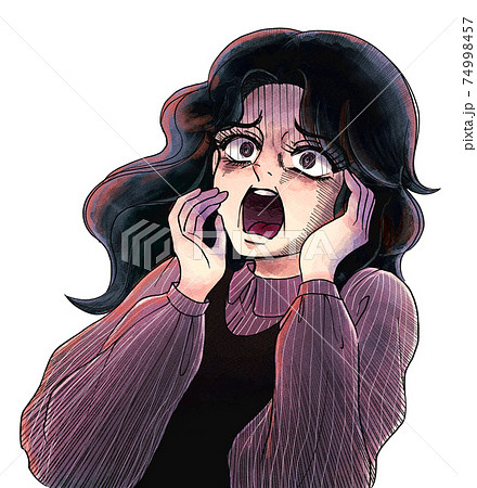 昭和のホラー漫画風・絶叫する女性 74998457