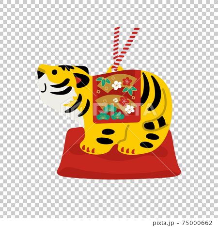 2022 New Year's card Tiger year Tiger figurine and New Year's decoration illustration 75000662