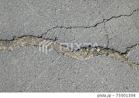 ひび割れたアスファルト ひび割れたアスファルト 75001398