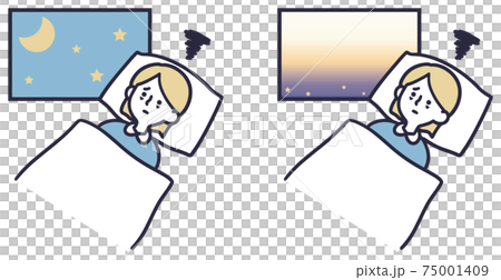 A simple illustration of a woman who can't sleep A simple illustration of a woman who can't sleep 75001409