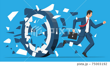 Businessman running and breaking target. 75003192