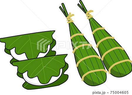 ちまきと柏餅 主線ありのイラスト素材