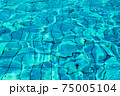 Blue and bright water in a swimming pool with sun reflection 75005104